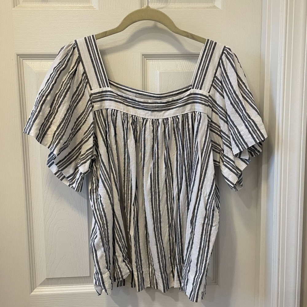 LOFT Striped Square Neck Top